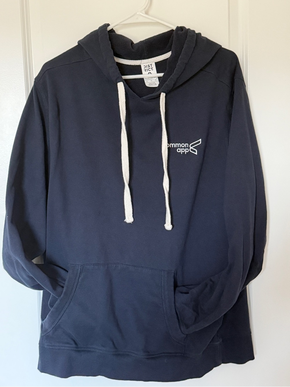 District Navy Hoodie with White Drawcords - Common App Logo
